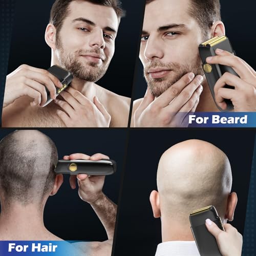 Electric Razor for Men Face, Electric Shavers for Men, Foil Shaver with 3 Adjustable Speeds, Rechargeable Waterproof Close Shave Trimmer with LED Display for Face/Beard/Head (Dark Black)