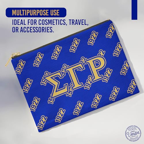 Sigma Gamma Rho Sorority Paraphernalia - Greek Letters - Flat Makeup Pouch & Accessory Bag - Greek Letters
