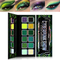Green Eyeshadow Makeup Palette, 12 Colors Wicked Green Glitter Holographic Eyeshadow with Matte Shimmer for Brown Eyes, Pigmented Silky Long Lasting Purple Gold Eye Shadow for Carnival, Party, Vegan