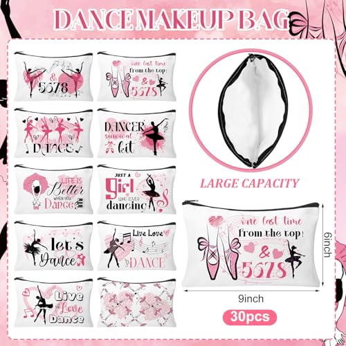 30pcs Dance Makeup Bag Dance Cosmetic Bags Dancer Gifts Survival Kit Pouch Travel Toiletry Bag Valentine's Day Gifts for Girls Women Dance Teacher Competition