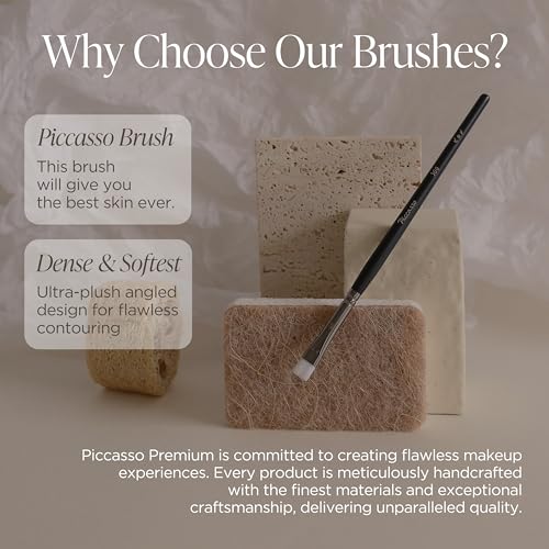 Piccasso 300 Eyeliner and Concealer Brush ? Dual-Use Angled Brush for Gel Eyeliner and Spot Concealing, Soft and Precise Eye Makeup Brush for Tightlining and Coverage, Korean Professional Makeup Tool