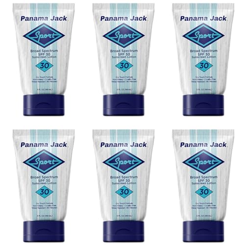 Panama Jack Sport Sunscreen Lotion - SPF 30, Broad Spectrum UVA/UVB Protection, Non-Greasy, PABA, Paraben, Gluten & Cruelty Free, 3 FL OZ (Pack of 6)