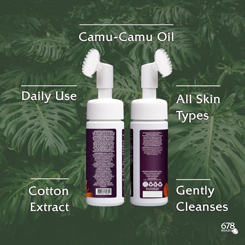 678Brazil Pro-Aging Cleansing Mousse - Daily Facial Cleanser and Safe Solution - All Skin Types - With Camu-Camu, Cotton Extract - 5.07 fl oz