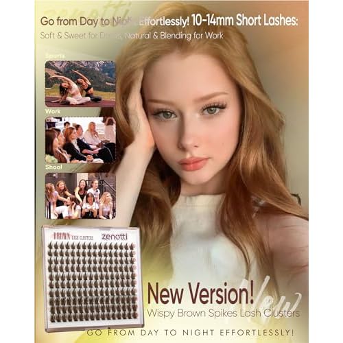 Brown Lash Clusters Manga Eyelash Clusters Dark Brown Wispy Cluster Eyelash Extensions Short 10-14mm Fairy Individual Lashes Natural Anime Lashes Extensions 160PCS by zenotti