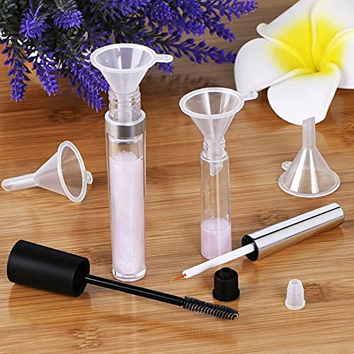 Empty Eyelash Mascara Tube and Eyeliner Wand, 8ml Mascara Tube Wand Eyelash Container Bottle, 7ml Empty and Eyeliner Tubes Transparent 4 Packs with Rubber Inserts, Funnels for DIY Castor Oil