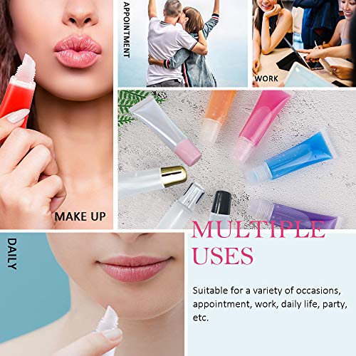 AMORIX 50PCS Lip Gloss Containers 10ml Gold Lip Gloss Tubes Empty Lip Balm Tubes Squeeze Tubes Lipgloss Supplies Lip Gloss Kit for Lip Gloss Base + 2 x 20ml Syringes & Labels