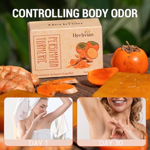 2 Pcs Vietnamese Persimmon Soap Bar with Turmeric, Natural Controls Body Odor, Deodorant Body Soap for Old People Smell Soap for Old People Smell, Soap For Face & Body with Orange Essential Oil
