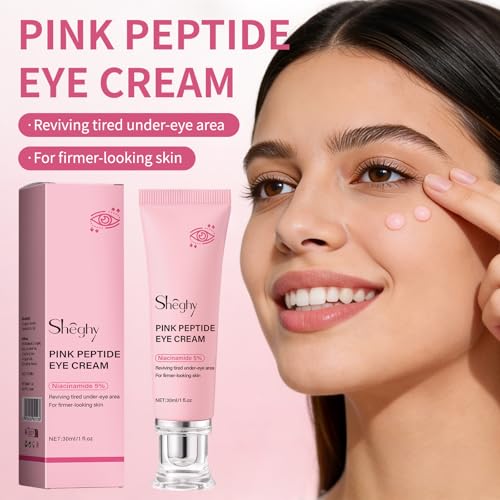 PDRN Pink Peptide Eye Serum Cream, Hydrating & Firming Eye Cream for Dark Circles, Anti-Aging Treatment Reduces Fine Lines, Uneven Skin Tone, Soothing Pink Moisturizer with Peptides, 1.01fl.oz (1)