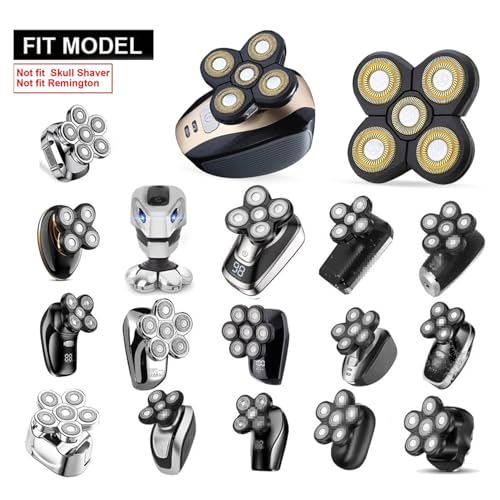 3 PCS Universal 5 Blades Head Shaver Replacement heads for Freebird Head shaver and Other Brand shaver