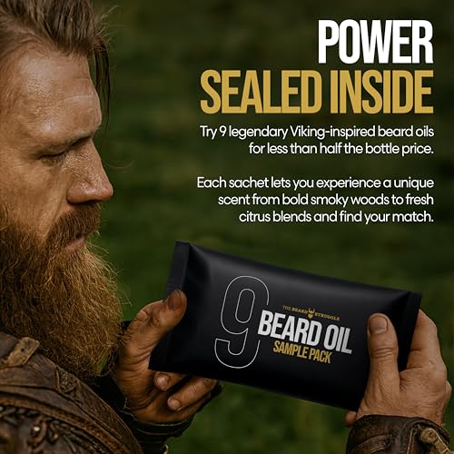 The Beard Struggle 9 Beard Oil Voyager Sample Pack, Variety Beard Oil for Men Sampler with 9 Different Scents, All Natural Ingredients, Beard Growth Oil for Soft and Healthy Hair, Day Liquid Tonic