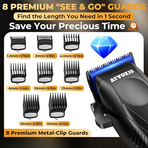 Metal Body 9000 RPM Brushless Motor Professional Hair Clippers for Men: Cordless Barber Clipper with DLC Blades LED Display Fast Charging Stand Travel Pouch Maquina para Cortar Pelo De Hombre