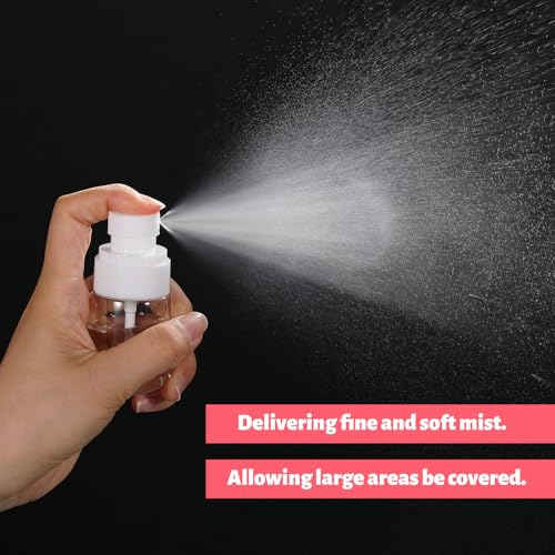 Hushee 60 Pcs 1oz/30ml Small Spray Bottle Bulk Mini Fine Mist Plastic Spray Bottle Tiny Empty Travel Refillable Clear Cosmetic Container for Cleaning Skincare Sample Perfume Skin Toner Essential Oils