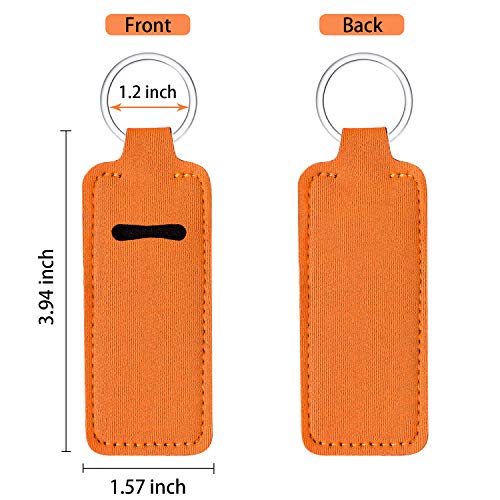 Boao 10 Pieces Lipstick Holder Keychain with Clip Colorful Lip Balm Holder Keychain for Women Pocket Bag Accessories(Silver Ring)