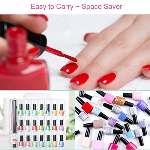 JIASHENG Two Nail Polish Organizer Case Holders, 48 Bottles Universal Nail Storage Box for Double Side Adjustable Space Divider for Acrylic Nail Gel Dip Powder Tips Set with Two Toe Separator