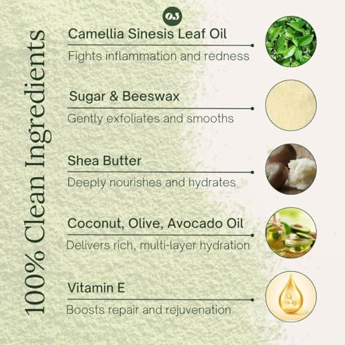 Organic Jaguar Green Matcha Sugar Scrub All Natural Exfoliating & Detoxifying Face and Body Scrub with Organic Green Tea and Essential Oils Gentle Deep Clean for Glowing Skin