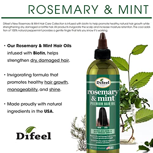 Difeel Premium Hair Oil with Biotin for Hair Growth - Infused with Natural Rosemary & Mint Oils, 7.1 oz.