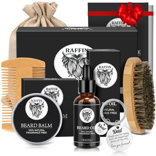 Dad Gifts - Beard Kit & Keychain, Practical & Thoughtful Combo, Birthday Gifts for Dad, Men's Self-care Set & Constant Keepsake, Stepdad/Father/Daddy Gifts from Kids Son Daughter