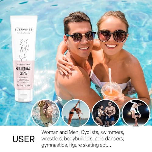 Hair Removal Cream for Women ? Painless & Gentle Depilatory for Sensitive Skin ? Bikini, Pubic & Intimate Areas, Legs, Arms, Underarms ? Includes Scraper, 4.2oz