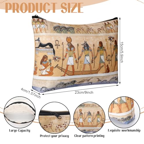Kacctyen 9 Pcs Egyptian Makeup Bag Egypt Souvenirs Gifts for Women Egyptian Decor Zipper Canvas Cosmetic Pouch Mythology Pharaoh Hieroglyphs Travel Toiletry Bag Gift for Egypt Lover Girlfriend Mother
