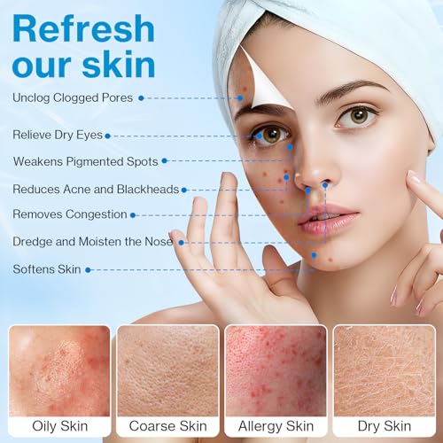 Facial Steamer, Nano-Ionic Face Steamer with Adjustable Nozzle & Aromatherapy Function, Warm Mist Humidifier Home Sauna Spa, Facial Moisturizing Deep Cleaning for Women, Birthday Gifts,White