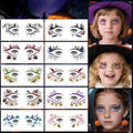 Halloween Temporary Tattoos Colorful Eye Fake Tattoos Halloween Mixed Styles Spider Web Tattoos Waterproof Cute Pumpkin Tattoo Cobweb Ghost Stickers for Kids Body Art Makeup 10 Sheets