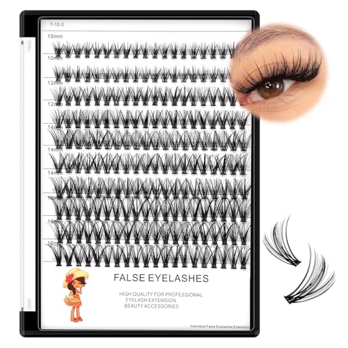 Large Tray-20 Roots Nature Long Cluster False Eyelashes Thickness 0.07mm C Curl Mixed 8-10-12-14mm/10-12-14-16mm/12-14-16mm Individual Eyelashes Dramatic Volume Eye Lashes (mixed 10-12-14-16mm)