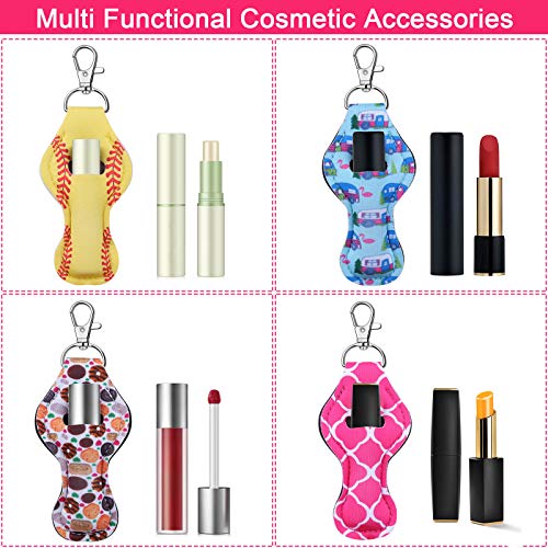 Caffox Chapstick Holder Keychain, 30Pcs Lip Balm Holder with Clip, Chapstick Lipstick Lipgloss Holder Bulk for Lanyards, Keychain