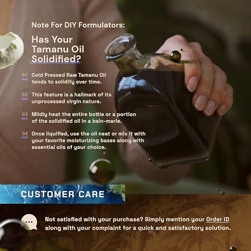 Tamanu Oil | No Chemicals | Natural Scent | Unrefined, Raw, Cold Pressed, Solidifies in Winter | Wild Grown Organic Indian Origin | DIY Face, Body, Scalp & Hair | Aluminium Bottle 20.9 Fl Oz