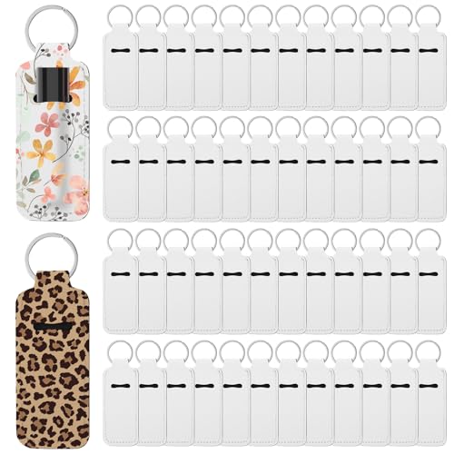 50 Pcs Sublimation Lipstick Holder Blanks Bulk Blank Neoprene Lipstick Holder Keychain Travel For Women DIY Key Ring