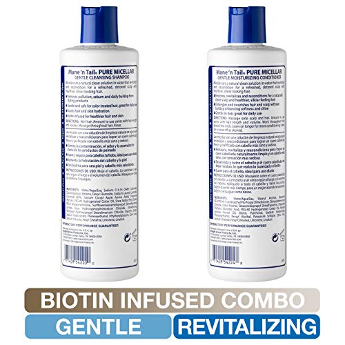 Mane 'n Tail Micellar Sulfate-Free Shampoo & Conditioner (11.2 oz Each) ? Biotin-Infused, Vegan Formula to Detox, Nourish & Strengthen Hair