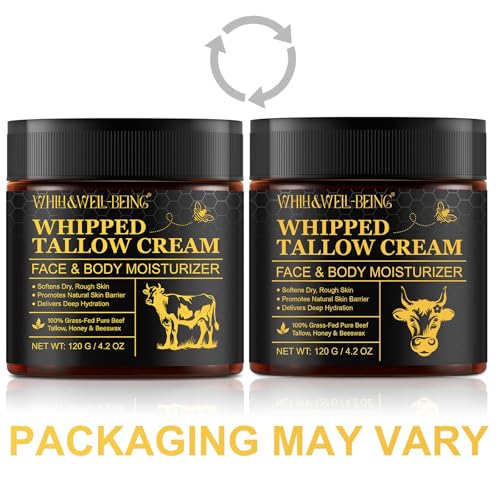 WHLH & WELL-BEING Beef Tallow for Skin, Beef Tallow and Honey Balm, Moisturizer for Face & Body Skin Care(1Pack) 119g