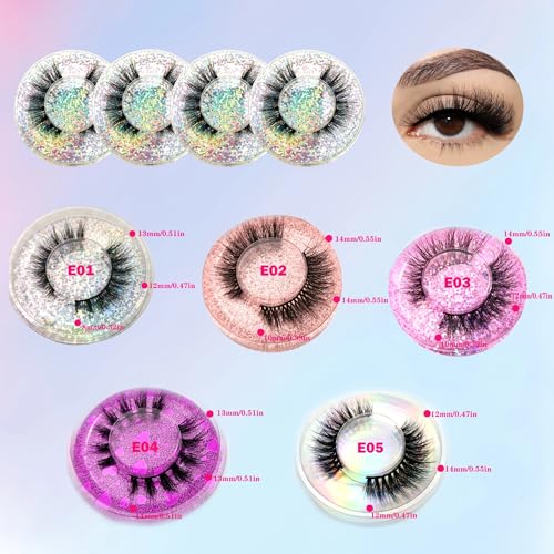 False Eyelashes 10 pairs Natural Look Eyelashes, 5D Faux Mink False Lash Bulk Fluffy Wholesale Lashes 12-14mm