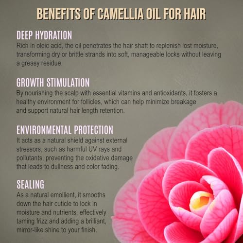 ORGANIC CAMELLIA SEED OIL Skin Moisturizer | Unrefined Cold Pressed 100 Percent Pure | Large 4 fl oz bottle | Moisturizing Oil for Hair Face Skin and Body