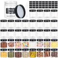 36PCS16OZ Plastic Jars with Screw On Lids, Labels Refillable Empty Round Slime Containers for Storing Dry Food, Honey Jam, Cream, Butter, Lotion (matte black)