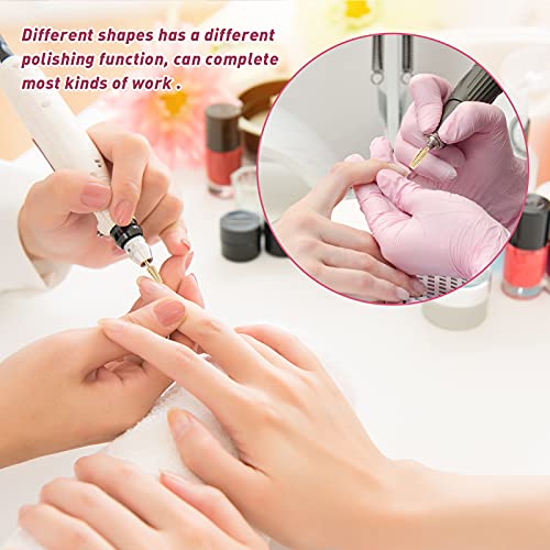 Honoson 10 Pcs Nail Drill Bits Set, 3/32 Inch Cuticle Tungsten Carbide Bit for Nail Drill Nails, File Remove Acrylic Gel Polish Manicure Pedicure Tool for Salon Home Supplies(Gold)