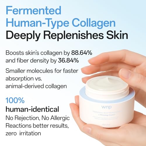 WNP Hyaluronic Acid Moisturizing & Firming Cream -4D Hyaluronic Acid, Aloe Vera,Peptides,Collagen,Ceramides Anti-Aging Face Moisturizer Vegan SkinCare for Fine Lines,Wrinkles Dry Sensitive Skin