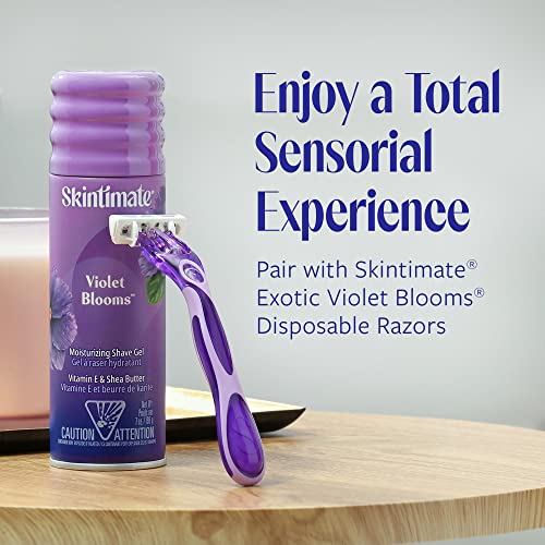 Skintimate Exotic Violet Blooms 4-Blade Disposable Razors - 4 ct