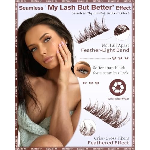 Brown Lash Clusters Wispy Cluster Eyelash Extensions Dark Brown Eyelash Clusters 10-18mm C Curly Individual Lashes Natural Lash Extension with Thin Lash Band by BXMZKD