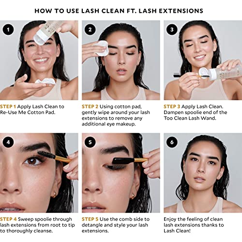 VELOUR Lash Clean - Oil Free Liquid Makeup Remover for Eyes, False Lashes, & Face - Gentle Lash Cleanser & Eye Makeup Remover - Vegan Lash Extension Cleanser - No Parabens or Fragrance (140 ml)