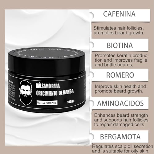 Cosmetics Para Barba, B?lsamo Estimulante de Barba, Ultra Potente Beard Stimulating Balm, Crema Para Barba, Moisturizes & Strengthens Beard, 200ML / 7OZ