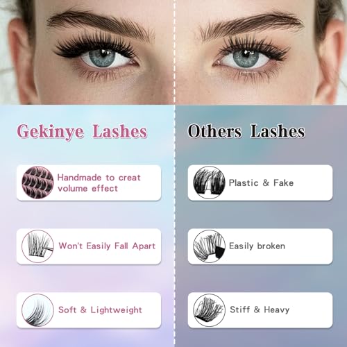 Gekinye Fairy Lash Clusters 120pcs - Wispy Individual Lashes 8-16mm Soft Comfortable Natural Eyelash Clusters with Thin Band