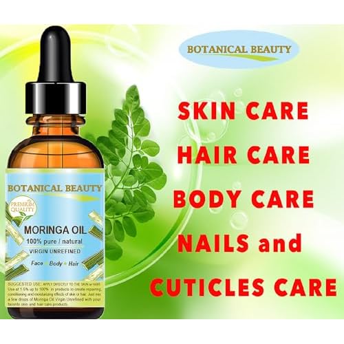 Botanical Beauty MORINGA OIL Moringa oleifera WILD GROWTH Himalayan 100% Pure Natural Undiluted Virgin Unrefined for Face, Skin, Hair, Lip, Nails (1 Fl Oz)