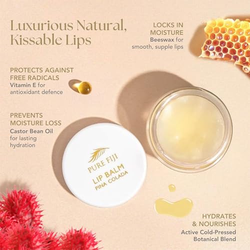 Pure Fiji Hydrate & Nourish Gift Skin Care Set 4 in 1 Include: Body Lotion, Body Butter, Nourishing Exotic Coconut Oil, Lip Balm, Christmas Gifts for Women - Dragon Fruit