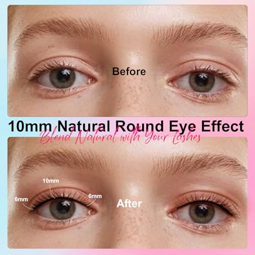 EMEDA Self Adhesive Eyelashes Natural Look No Glue Eyelashes 10mm Pre glued Waterproof Glueless No Glue Needed Reusable Stick on False Strip Lashes Easy for Beginner(L08 with Tweezers)