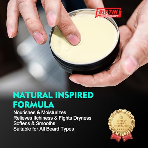 2 Pack Beard Balm for Men ? Sandalwood & Unscented ? Biotin Beard Conditioner for Softening, Styling & Supporting Beard Growth ? Gift Set for Father¡¯s Day, Anniversaries & Christmas