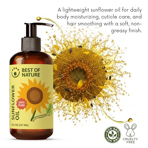 Best of Nature 100% Pure Sunflower Massage Oil, Lightweight Deep Moisturizing Unscented Oil for Skin, Body & Massage, Nourishing Hydration for Hair & Face, 1 Gallon (128 fl oz)