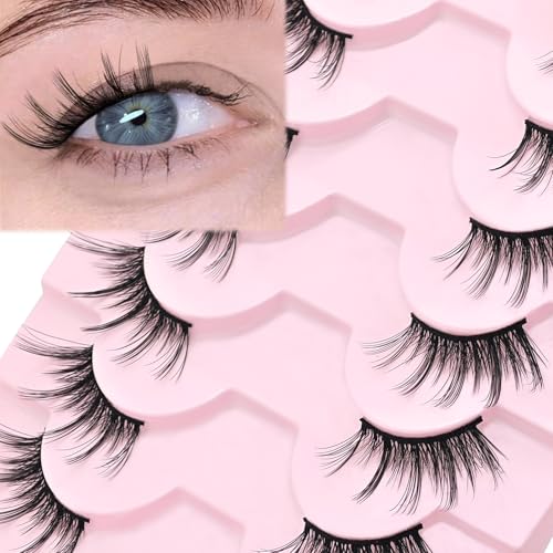 Half Lashes Natural Look Cat Eye Wispy Manga Lashes 10 Pairs Half False Eyelashes