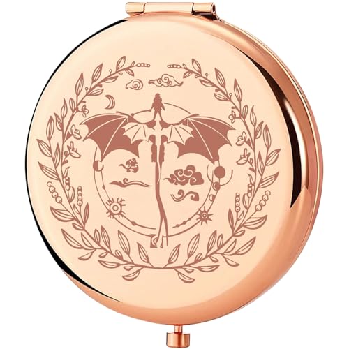 KEYCHIN 4th Wing Pocket Mirror Dragon Rider Book Gifts Empyrean Book Series Compact Makeup Mirror Ya Fantasy Book Lover Gifts (4 Wing-RG)
