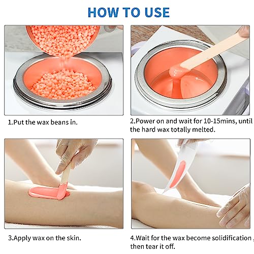 Single Professional Electric Wax Heater Machine for Hair Removal - Large Paraffin Pot with Adjustable Temperature, Facial Skin Body SPA Salon Equipment, 50 Wax Sticks Included
