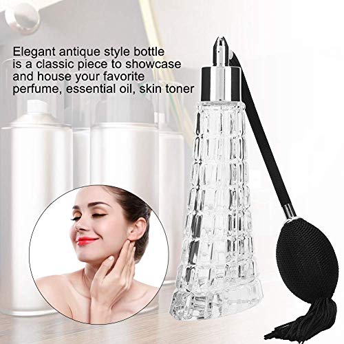 Glass Refillable Vintage Perfume Bottle with Black Bulb & Tassel Atomizer Sprayer - 2.53oz/75ml